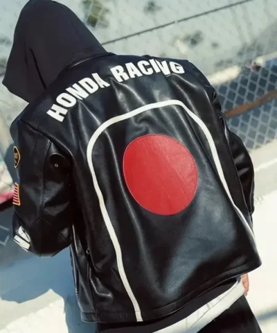 HRC x Vanson x Larry Honda Black Leather Racing Jacket