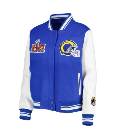 LA Rams Mash Up Royal and White Varsity Jacket