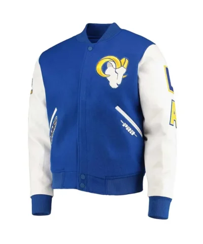 Logo LA Rams Royal and White Varsity Jacket