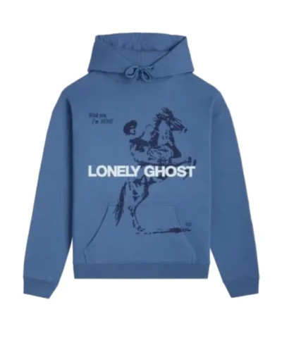 Lonely Ghost Blue Hoodie Front View