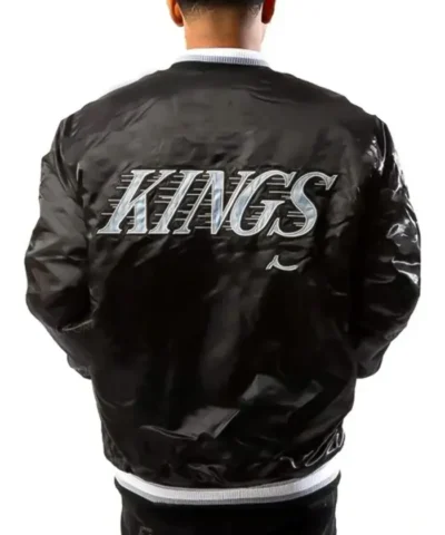 Los Angeles Kings Black Satin Bomber Jacket
