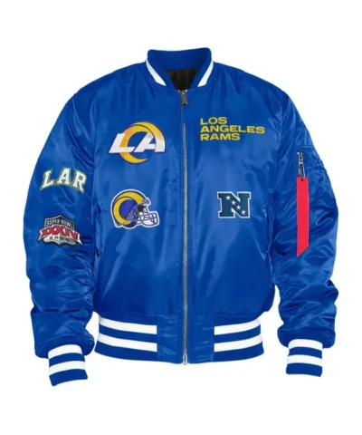 Los Angeles Rams Bomber MA-1 Royal Satin Jacket