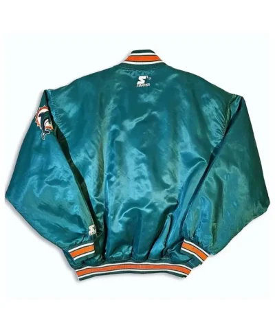 Miami Dolphins 90s Full-Snap Satin Green Jacket