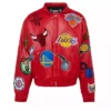 NBA Collage Red Leather Jacket