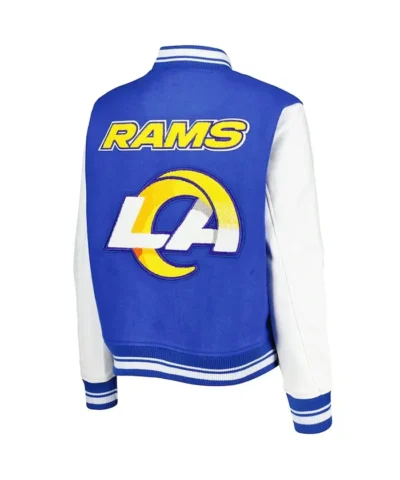 NFL LA Rams Mash Up Royal and White Varsity Jacket