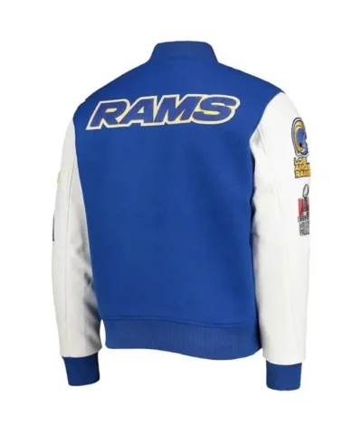 NFL Logo LA Rams Royal and White Wool Varsity Jacket