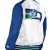 NFL Renegade Seattle Seahawks Blue and White Bomber Jacket