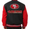 NFL San Francisco 49ers Black and Scarlet Varsity Wool Jacket
