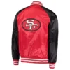 NFL San Francisco 49ers Lead-Off Scarlet Black Satin Jacket