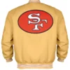 NFL San Francisco 49ers Red and White Rib Bomber Jacket - Gold