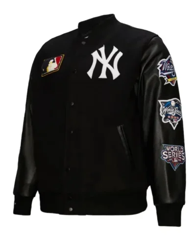 NY Yankees Black Out Vintage Logo Varsity Jacket