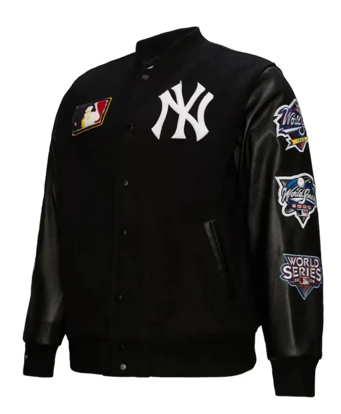 NY Yankees Black Out Vintage Logo Varsity Jacket