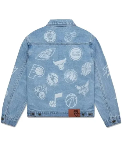 OVO x NBA Blue Denim Team Logos Jacket