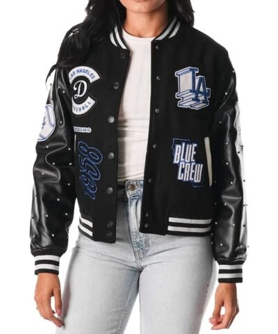 LA Dodgers The Wild Collective Black Varsity Jacket