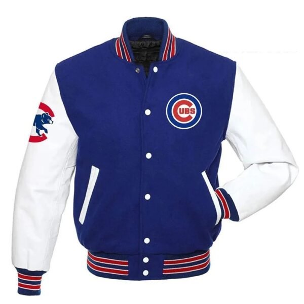 Chicago Cubs Blue and White Letterman Jacket