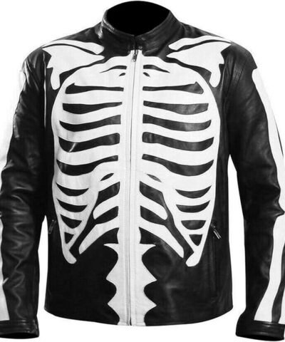 Rob Zombie Skeleton Bones Skull Leather Jacket