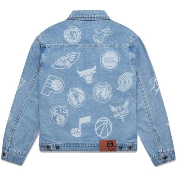 OVO x NBA Blue Denim Team Logos Jacket