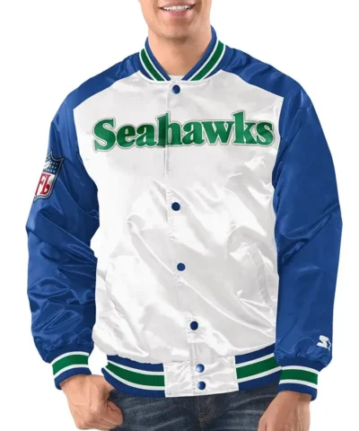Renegade Seattle Seahawks Blue and White Jacket