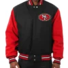 San Francisco 49ers Black and Scarlet Varsity Wool Jacket