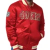 San Francisco 49ers Closer Varsity Full-Snap Satin Scarlet Jacket