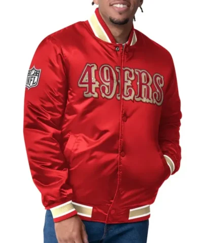 San Francisco 49ers Closer Varsity Full-Snap Satin Scarlet Jacket