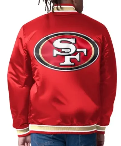 San Francisco 49ers Closer Varsity Full-Snap Satin Scarlet Jacket