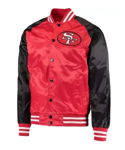 San Francisco 49ers Lead-Off Scarlet Black Satin Jacket