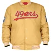 San Francisco 49ers Red and White Rib Bomber Jacket - Gold