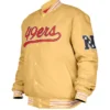 San Francisco 49ers Red and White Rib Bomber NFL Jacket - Gold
