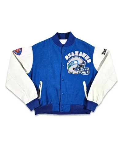 Seattle Seahawks 80’s Varsity Jacket - White and Blue
