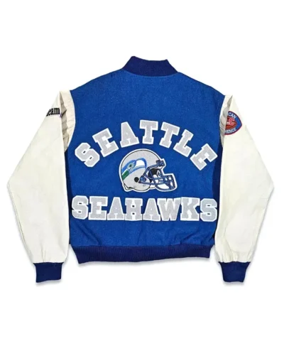Seattle Seahawks 80’s Varsity White and Blue Jacket