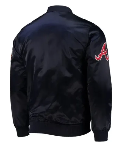 Shop Now Navy Wordmark Atlanta Braves Full Snap Jacket