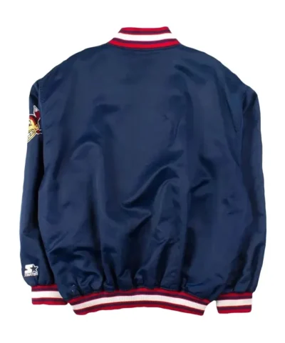 Starter Cleveland Indians Satin Bomber Blue Jacket