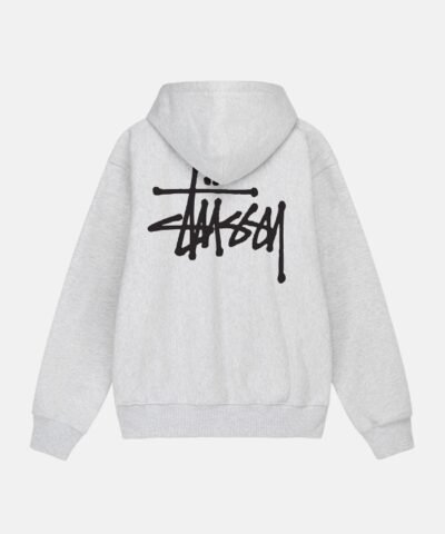 Stussy-Basic-Grey-Pullover-Hoodie