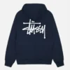 Unisex Basic Stussy Pullover Navy Blue Hoodie