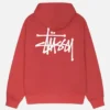 Unisex Basic Stussy Pullover Red Hoodie