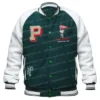 Snoopy Peanuts Patch Varsity Bomber Jacket Green