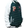 Snoopy Peanuts Patch Varsity Bomber Jacket Green