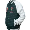 Snoopy Peanuts Patch Varsity Bomber Jacket Green