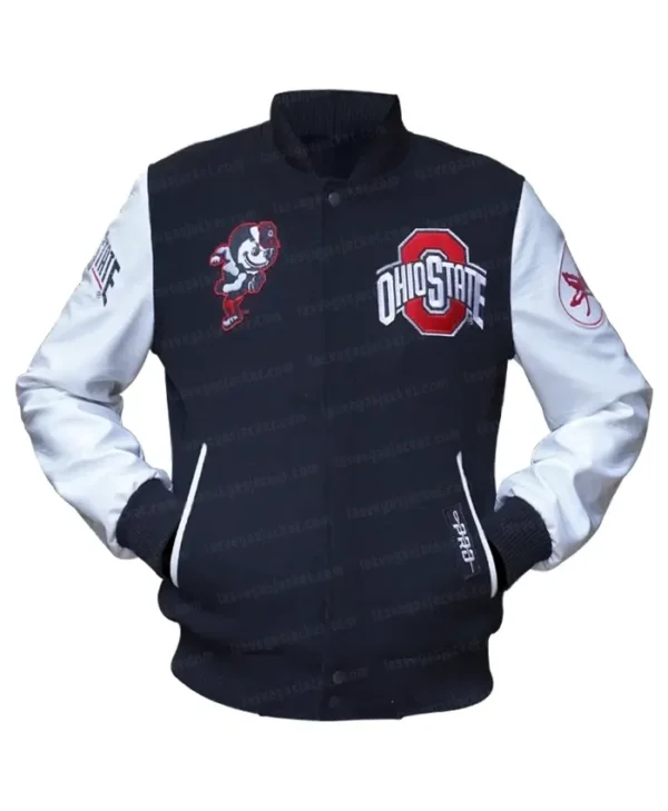 Classic Ohio State University Black and White Varsity Jacket