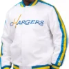 The D-Line LA Chargers White Satin Jacket