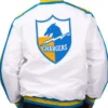 The D-Line LA Chargers White Satin Jacket