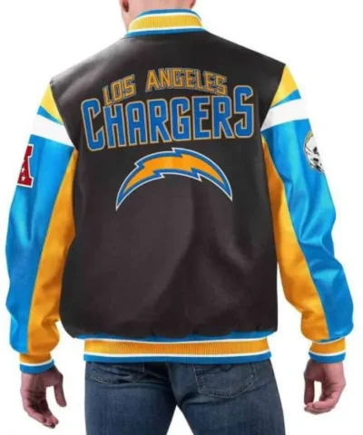 LA Chargers Varsity Full-Zip Black Leather Jacket