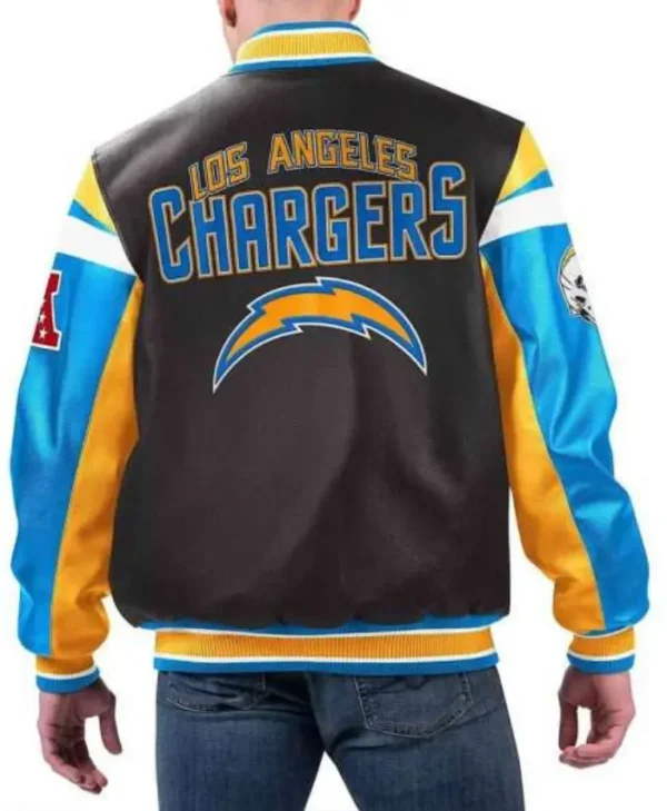 LA Chargers Varsity Full-Zip Black Leather Jacket
