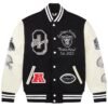 Men's Las Vegas Raiders OVO Black Full-Snap Varsity Jacket