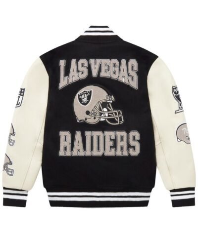 Men's Las Vegas Raiders OVO Black Full-Snap Varsity Jacket