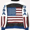 Vintage American Flag Leather Bomber Jacket