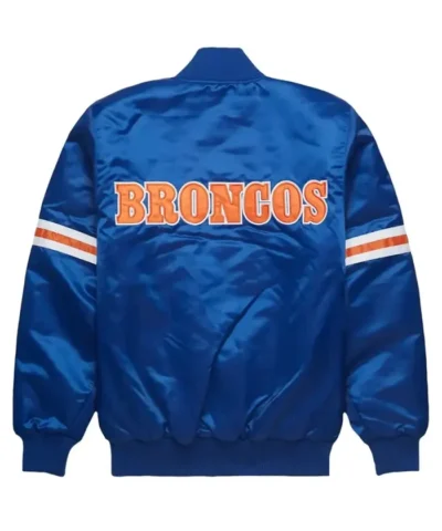 Vintage Denver Broncos Blue Satin Bomber Jacket