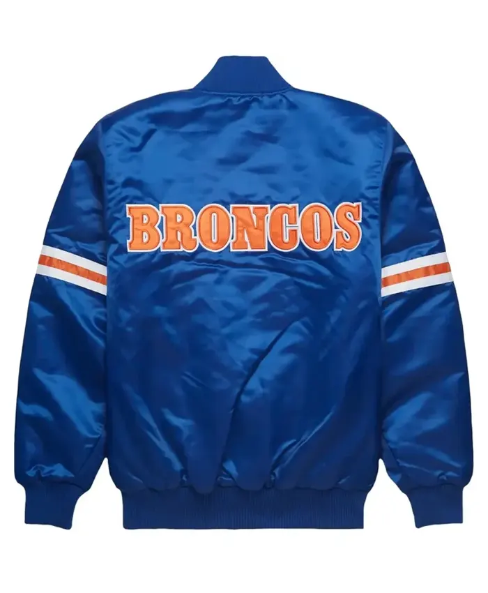 Vintage Denver Broncos Blue Satin Bomber Jacket