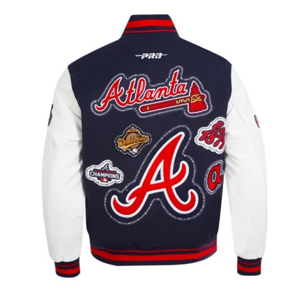 Navy/White Atlanta Braves Diy Pick Stitch Varsity Wool/Leather Jacket